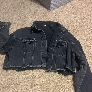 Stylish Black Cropped Denim Jacket